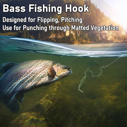 30 Pack Heavy Cover Worm Hooks - Flipping, Drop Shot & Neko Rig Fishing Hooks