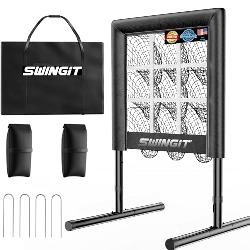 SwingIt 9 Hole Baseball Pitching Net with Strike Zone - Heavy Duty, Adjustable Height, Portable Practice Target for Accuracy Training
