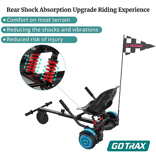 Hoverboard Seat Attachment for 6.5, 8.5 & 10 Inch Self-Balancing Scooters - Black, Single Tube & Shock Absorption