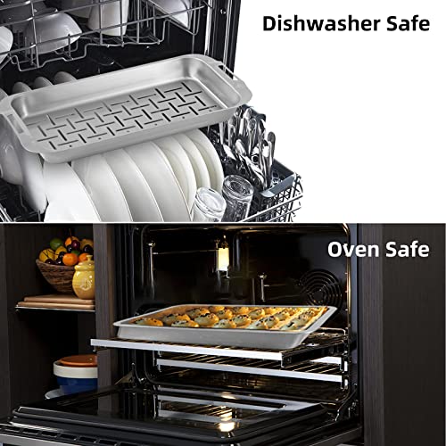 Stainless Steel Grill Carry System with Large Food Prep Tray and Cooling Rack - 16.5x11 Inch