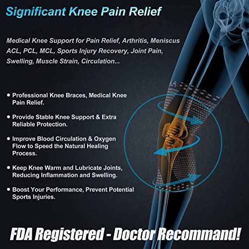 NEENCA Knee Support Brace Large Black for Pain Relief & Stabilization