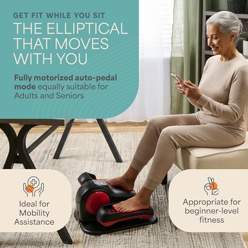 Lifepro AutoGlide Red Under Desk Elliptical with Red Light Therapy - Leg Exercise & Recovery