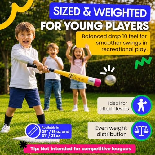 ELLEVORA 31" Youth Aluminum Baseball Bat - 21 oz, Balanced & Durable Gift