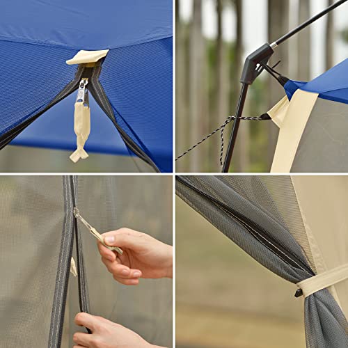 CAMPROS CP Blue 12x12 Ft Screen House Tent Canopy with Sun Wall