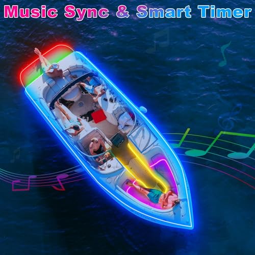 100FT Waterproof RGB Boat LED Light Strip 12V with App & Remote - Marine Lighting for Pontoon, Yacht, Kayak, Deck, Night Fishing - Variation: 30M