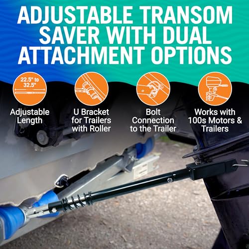 Adjustable Outboard Motor Transom Saver Support Bar - Heavy Duty Marine Grade