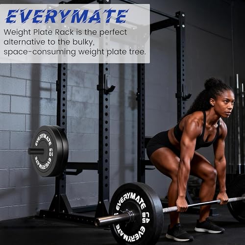 EVERYMATE 3x3 Inch Power Rack & Squat Rack Attachments with 1" Hole – 4 Pack Olympic Weight Plate Holders for 2" Plates