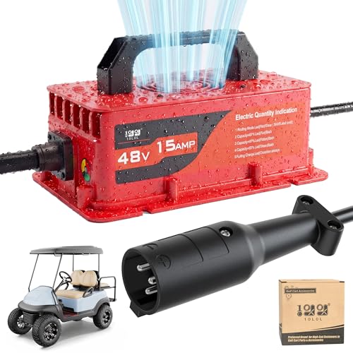 Red 48V Golf Cart Battery Charger for Club Car DS & Precedent - 15A Rapid Charge