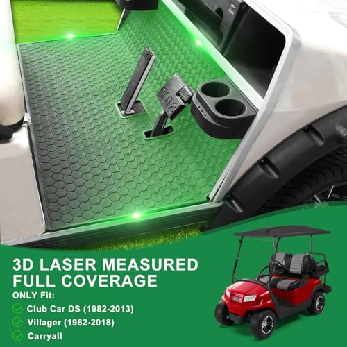 Black Club Car Golf Cart Floor Mat Full Coverage for DS 1982-2013 & Villager 1982-2018