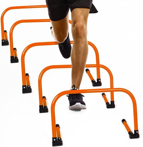 Body Sport Adjustable Speed Training Hurdles - Enhance Jumping & Agility | Set of 5 for Track & Field, Soccer, Basketball