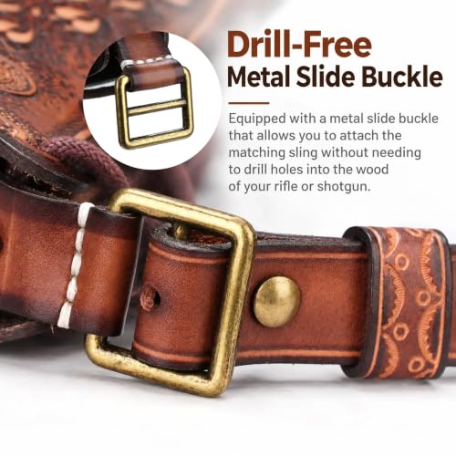 TOURBON Vintage Leather Cheek Rest with Shell Holder for Rifle & Shotgun - No Drill, Adjustable Strap