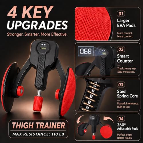 Red Black Thigh Trainer for Pelvic Floor Exercises - Kegel & Resistance Device