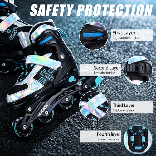 Kids Adjustable Inline Skates for Boys and Girls - Medium Big Kids Teens