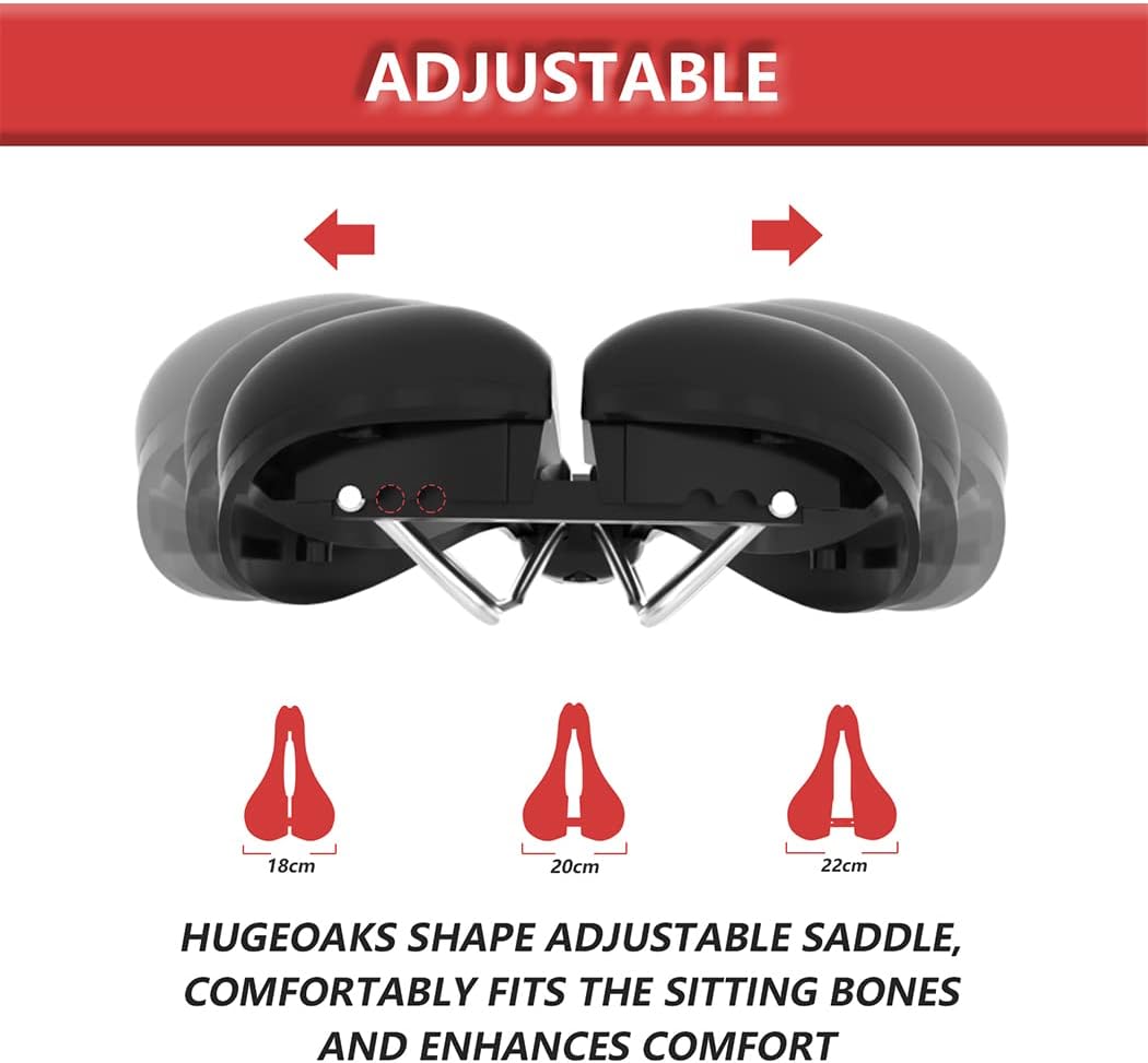 Skiennix Width Adjustable Bike Seat - Comfortable Prostate-Friendly Saddle for All Bike Types