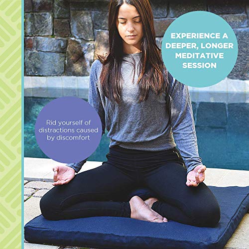 Black 24x24x2 Inch Meditation Zabuton Cushion with Cotton Filling - Ergonomic Support
