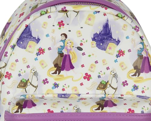 Disney Tangled Mini Backpack - Rapunzel Flynn Maximus All-Over Print, 11-inch Faux Leather