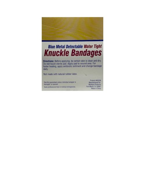 Medique Products 65238 Water Tight Bandage, Blue Metal Detectable Knuckle, 30-Count