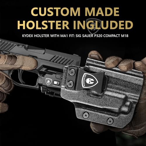 WARRIORLAND Universal Laser & LED Tactical Light with P320 M18 Holster - Black MA1 Variant