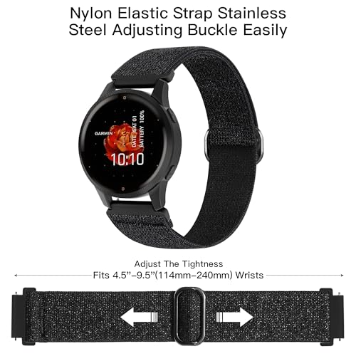 Nylon Watch Bands for Garmin Venu 3S Venu 4 2S Forerunner 265S 42mm 18mm Sport Strap - Black Starlight Rose Pink Cactus Brown Leopard