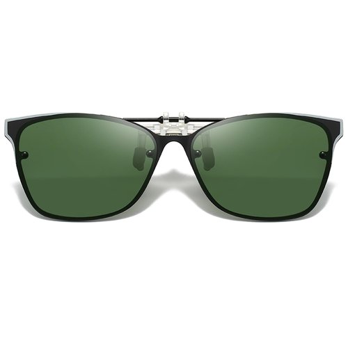 FRAZALA Polarized Clip on Sunglasses for Men Women over Prescription Glasses Anti Glare & UV Protection Flip up Clip-on shades (Dark Green)
