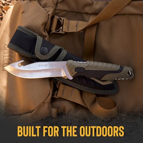 Buck Knives Pursuit Series Large Guthook Knife, Green, 4.5-inch Blade