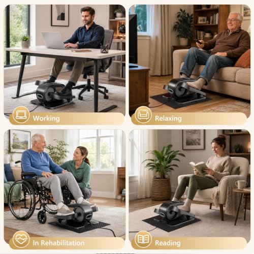 Low Impact Under Desk Elliptical for Seniors - Quiet Leg Exerciser, Portable Cardio Machine