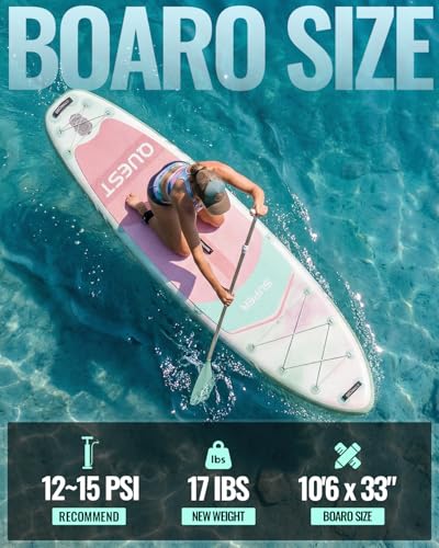 ATPROSS 10'6''x33'' Inflatable Stand Up Paddle Board with Kayak Seat - Extra Wide, Anti-Slip EVA Deck, 400lbs Capacity, Green