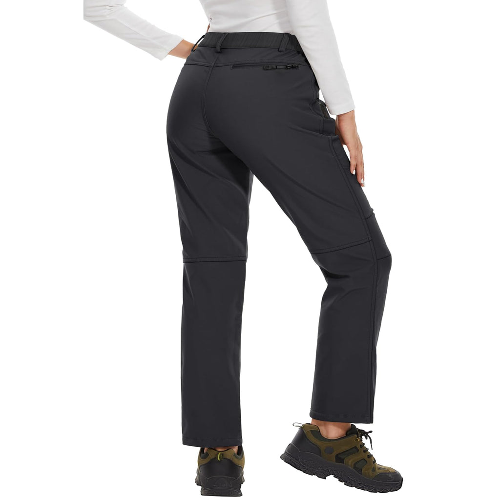 YOHOYOHA Plus Size Women's Fleece Hiking Pants - Adjustable Mid-Rise Loose Fit Pants for Casual Hiking Workouts, Comfortable Straight Leg Black 3XL