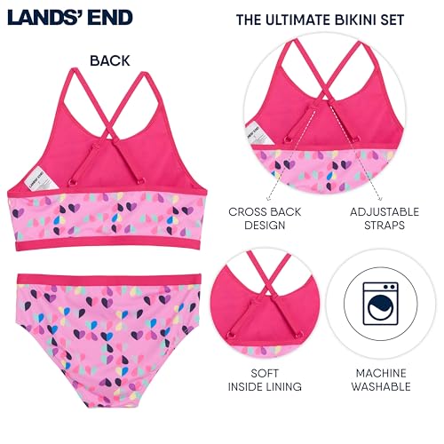 Girls' UPF 50+ Adjustable Bikini Set - Bright Pink, Medium