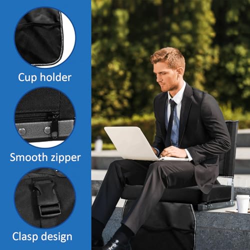 SAILARY 2 Pack Portable Folding Stadium Chairs with Back Support, Black