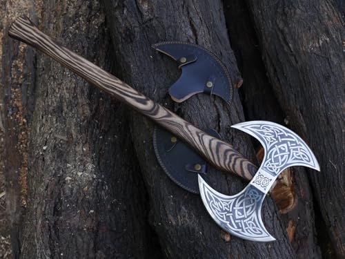24-Inch Viking Double Handed Battle Axe - Norse Style Ax for Collectors & Recreation