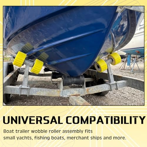 Yellow Ribbed Boat Trailer Wobble Rollers 3" x 5" with Pins - Set of 8