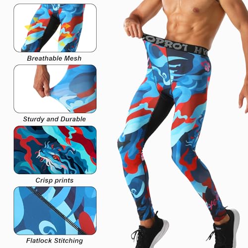 Men's Compression Pants Tights Athletic Leggings Workout Base Layer - Medium / Qilin