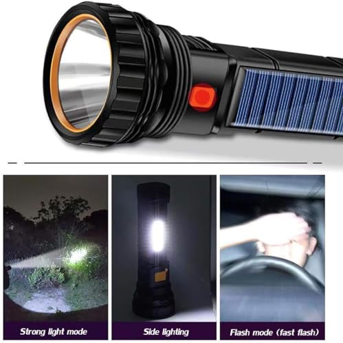 E-SHIDAI 6-Pack Black Solar Rechargeable LED Flashlights 1000 Lumens, Emergency Power Bank