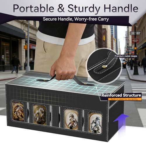 Cortile MTG Commander Deck Box 8-Deck Modular Case with Dice Trays & Shoulder Strap — Black Grey / 8-Deck Version