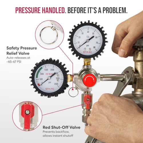 SPARC Gen2 Premium CO2 Regulator for Kegerator - Single Output, Gas Pressure Control