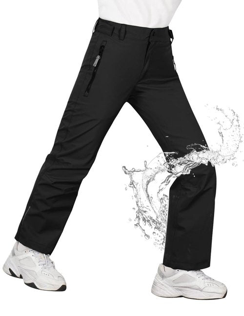 Kids Hiking Pants Waterproof Quick Dry Boys Camping Cargo Pant Lightweight Softshell Uniform Pants for Kid Girls Black
