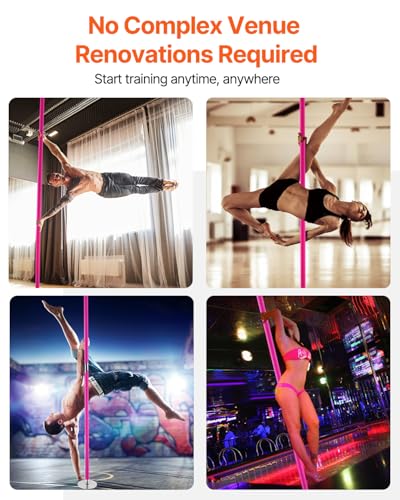 Pink Professional Dancing Pole Kit – Spin & Static Mode, 45mm Stainless Steel, Portable Fitness Pole for Home & Gym