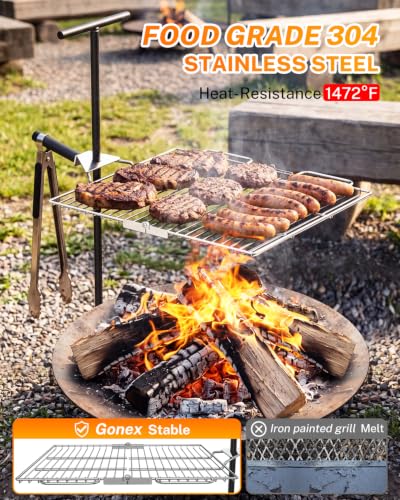 Foldable Campfire Grill Grate - Stainless Steel Outdoor Cooking Rack