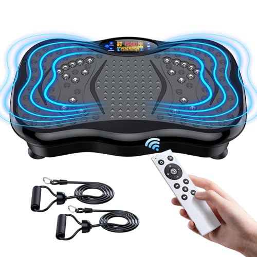 GMCXAX Black Vibration Plate Exercise Machine for Weight Loss & Muscle Recovery