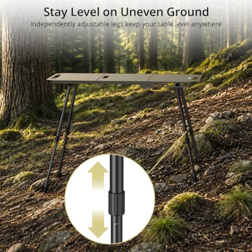 Adjustable Aluminum Camping Table with Folding Legs & Storage Basket