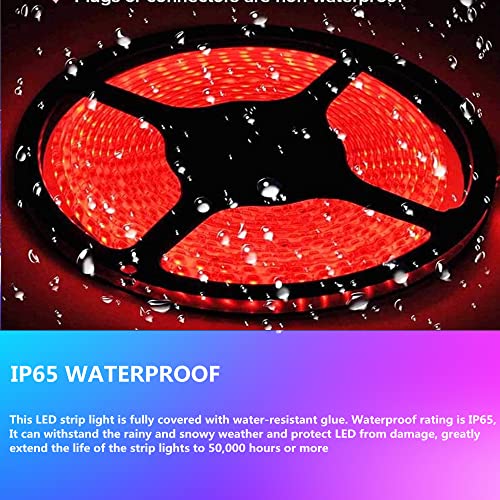 Boat LED Strip Lights 20ft Waterproof Marine Lighting for Night Fishing - Red