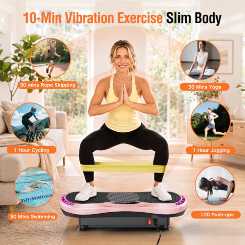 Vibration Plate Exercise Machine with 400 lbs Capacity - Pink Variation