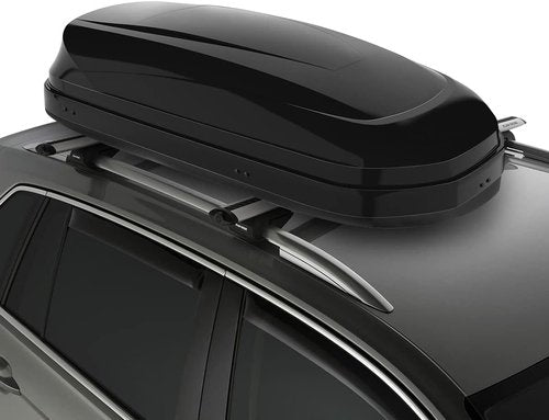 DNA Motoring Rooftop Cargo Box - Lockable Heavy-Duty Car Top Storage Case | 110 Lbs Capacity, Glossy Black, 53" L x 34" W x 15" H