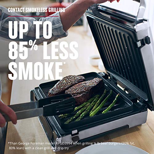 Smokeless Indoor Contact Grill - Digital Smart Control, Family Size, Stainless Steel