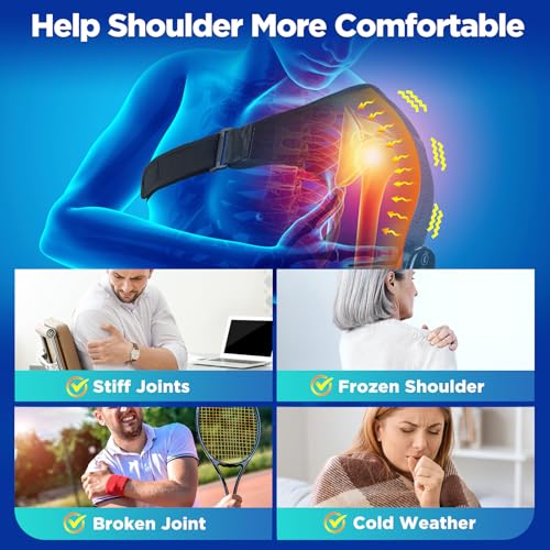 FAMILY HEALTH Cordless Shoulder Heating Pad & Massager - Black, Rechargeable, Vibration & Heat