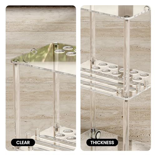 Clear Pool Cue Rack with Casters for 10 Cues & 16 Balls - Portable Billiard Stand
