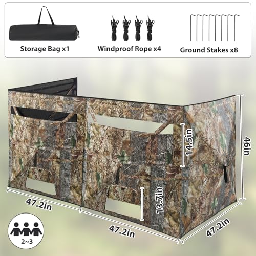 Phoncoo 4-Panel See Through Hunting Blind for Deer & Turkey, 2-3 Person