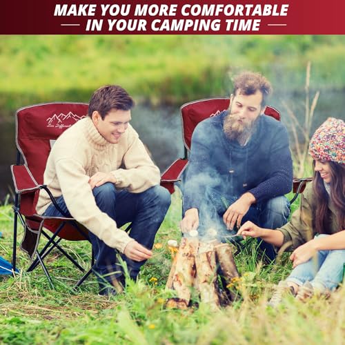 SAILARY 2-Pack Oversized Mesh Camping Chairs with Cup Holders & Storage, Red