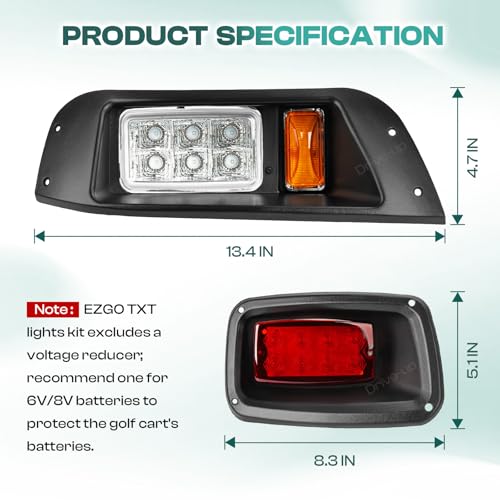 Golf Cart LED Light Kit for EZGO TXT 1996-2013 Headlights & Taillights, Waterproof 12V